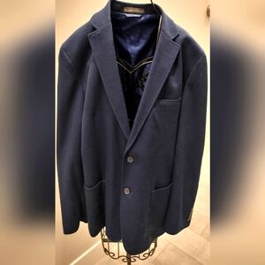 Ben Sherman Men's 2 Button Suit Jacket Blazer Navy Blue 42R Elbow Pads